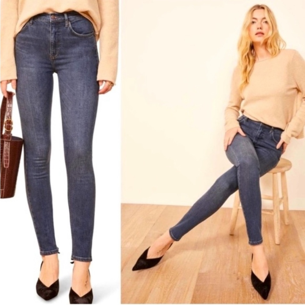 REFORMATION Havana Washed Denim High & Skinny Jeans